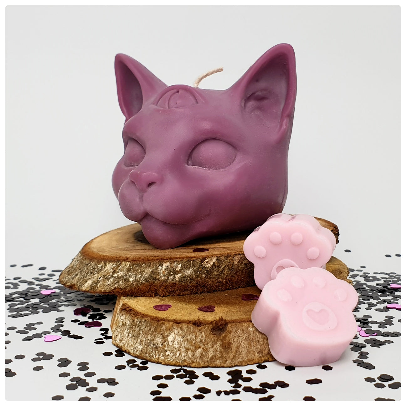 Cat candle purple