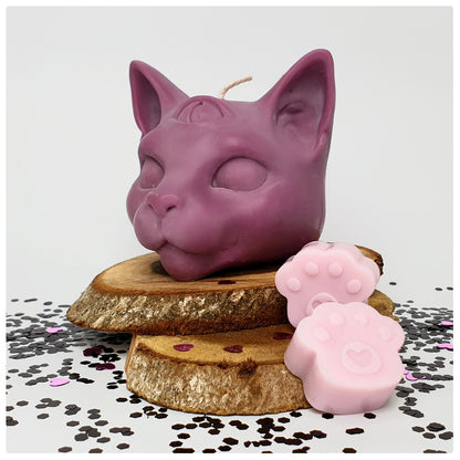 Cat candle purple