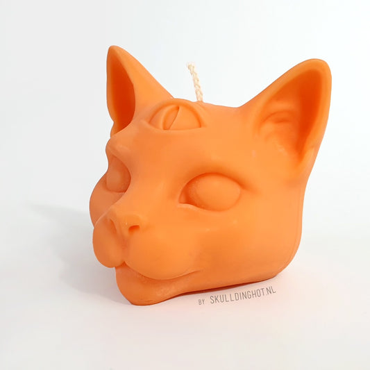 Cat candle orange