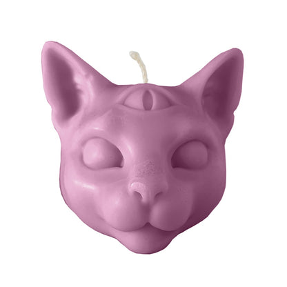 Cat candle purple