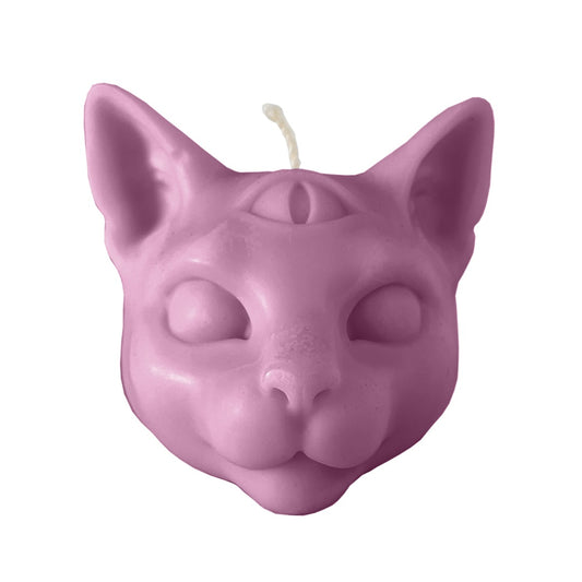 Cat candle purple